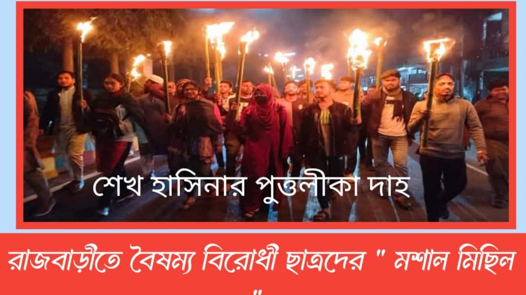 রাজবাড়ীতে বৈষম্যবিরোধী ছাত্রদের 'ম'শা'ল মি'ছি'ল'